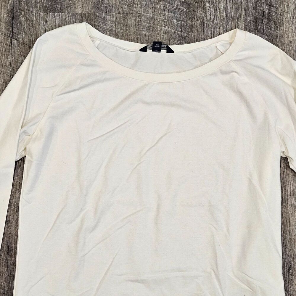 Lands' End Women's Round Neck Long Sleeve Off-White Shirt Size Large 14-16
